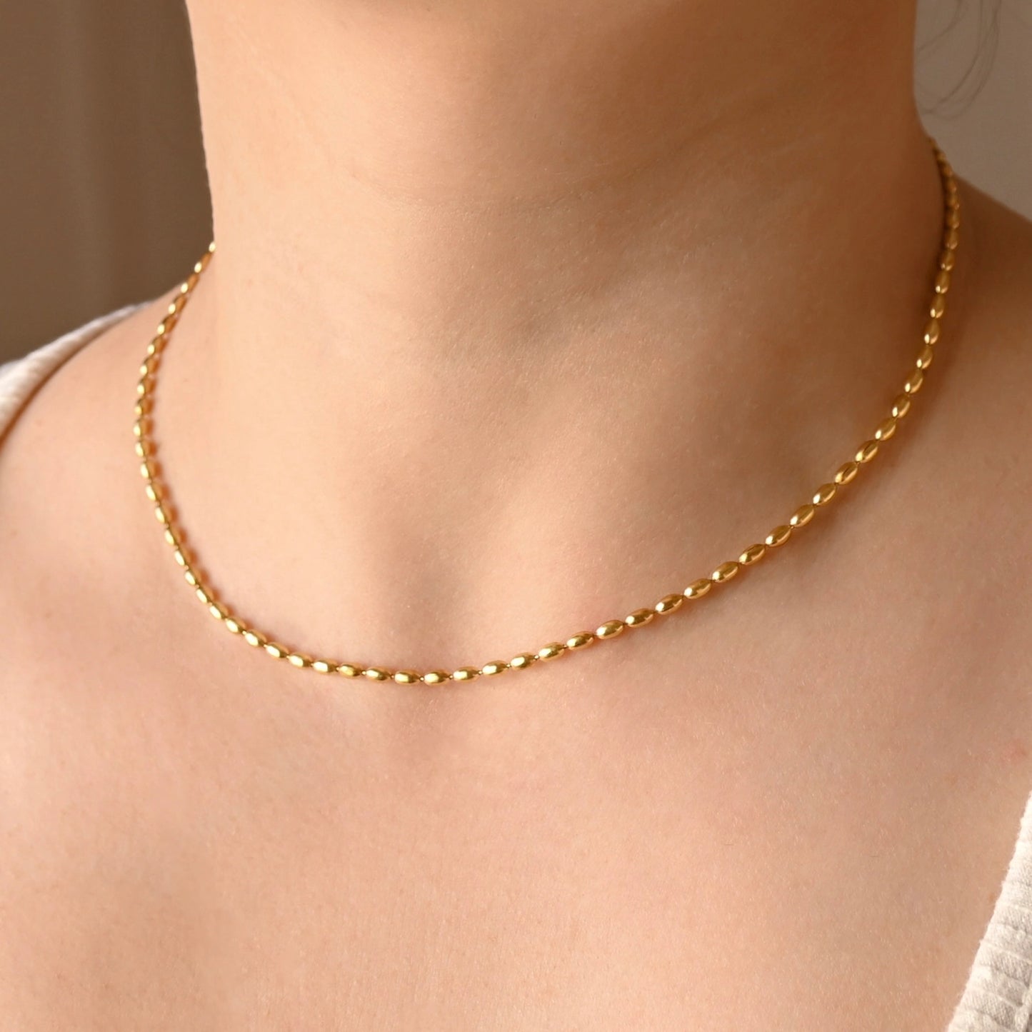 Oval Beaded Chain Necklace