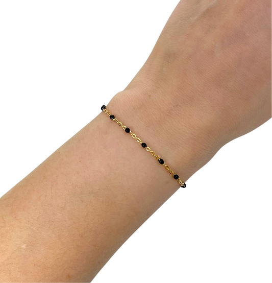 Black Enamel Cable Chain Bracelet