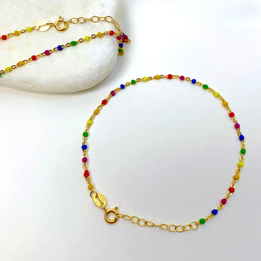 Rainbow Enamel Chain Bracelet