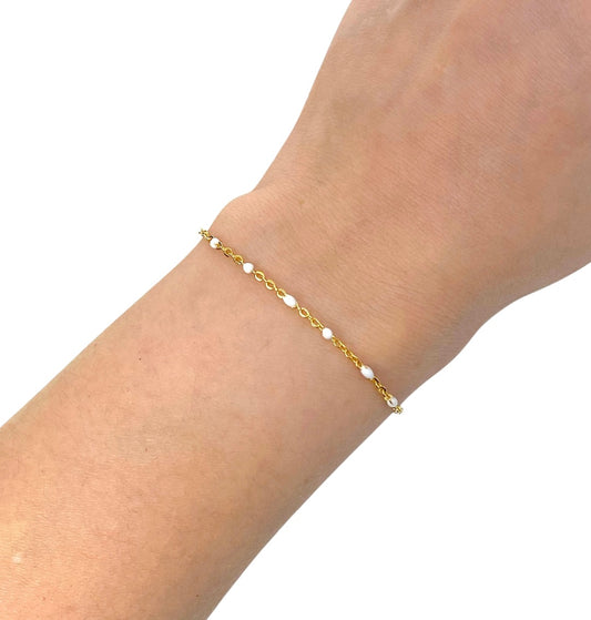 White Enamel Cable Chain Bracelet