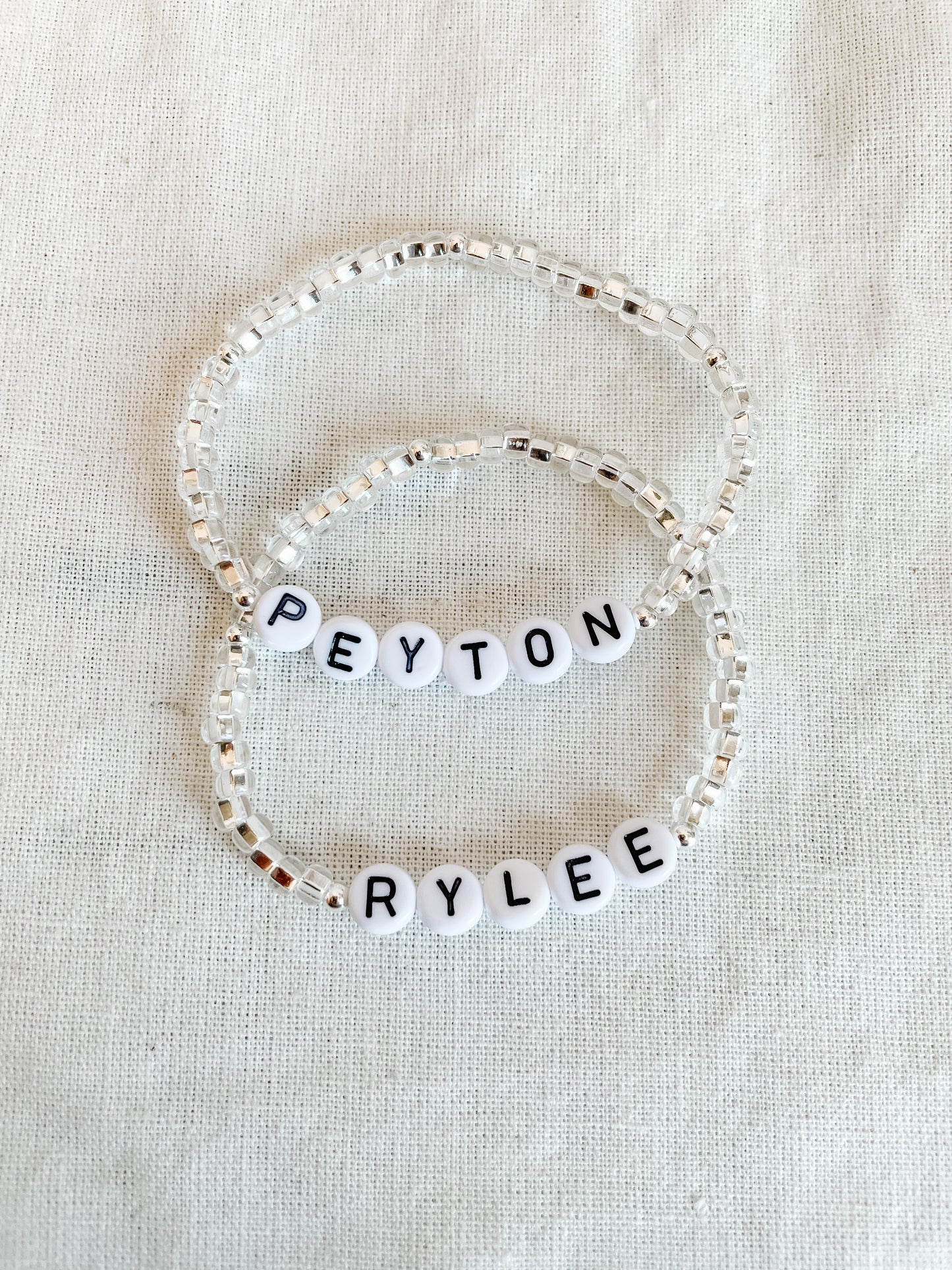 Custom Seed Bracelet | Clear with Silver Lining
